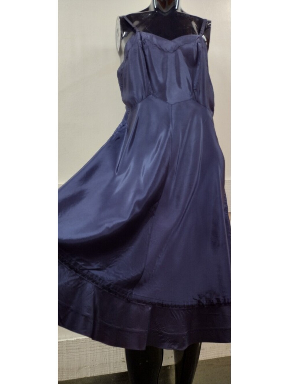 Vintage 1950s Slip Dress Rayon Blue CHARMODE SEARS Lingerie Bust 40 Waist 36 in